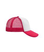 Unisex 5 Panel Polyester Mesh Cap White/magenta 7622