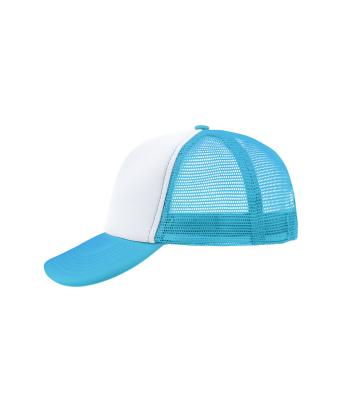 Unisex 5 Panel Polyester Mesh Cap White/pacific 7622