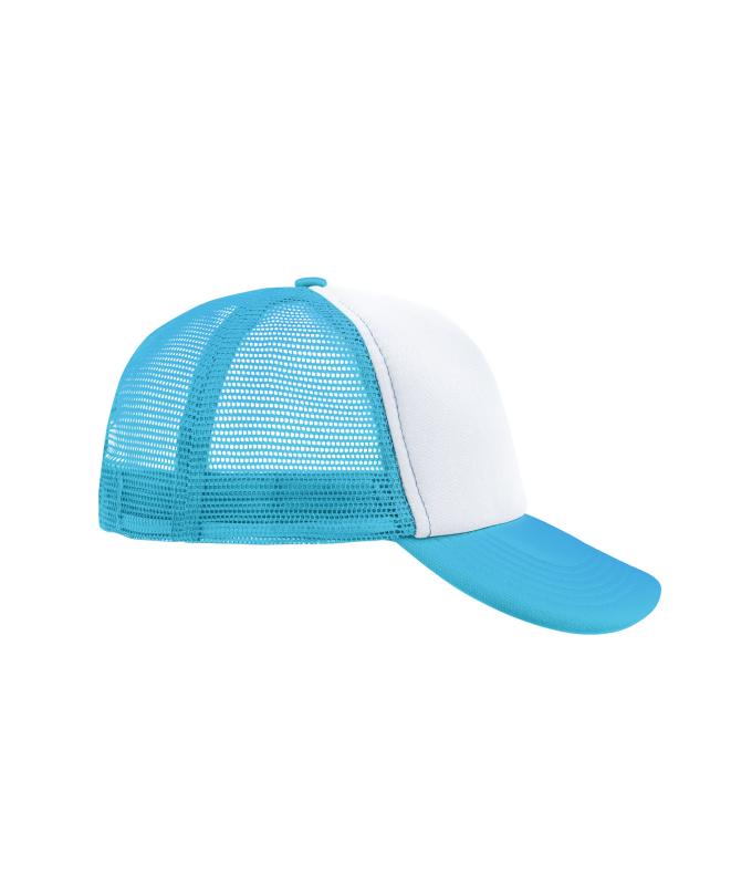 Unisex 5 Panel Polyester Mesh Cap White/pacific 7622