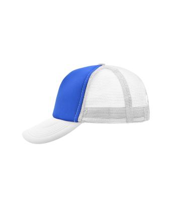 Unisex 5 Panel Polyester Mesh Cap Royal/white 7622