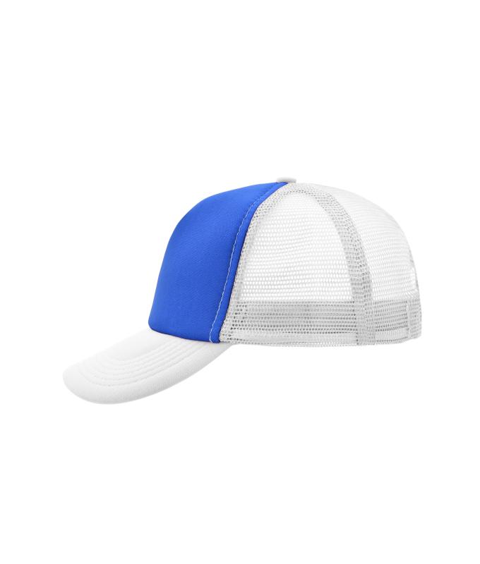 Unisex 5 Panel Polyester Mesh Cap Royal/white 7622