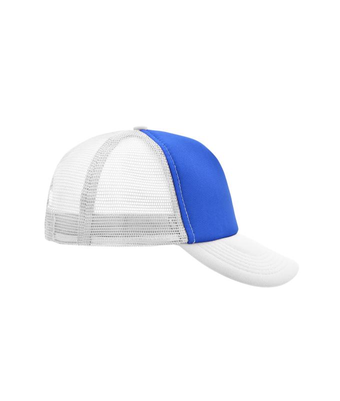 Unisex 5 Panel Polyester Mesh Cap Royal/white 7622