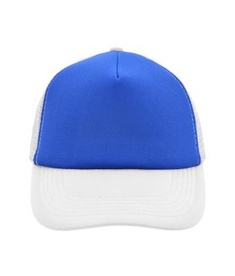 Unisex 5 Panel Polyester Mesh Cap Royal/white 7622