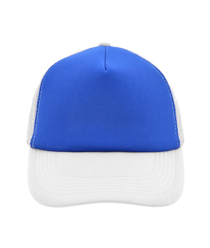 Unisex 5 Panel Polyester Mesh Cap Royal/white 7622