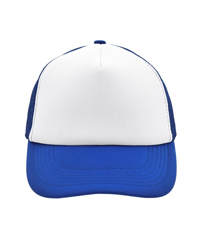 Unisex 5 Panel Polyester Mesh Cap White/royal 7622