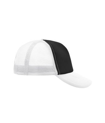Unisex 5 Panel Polyester Mesh Cap Black/white 7622