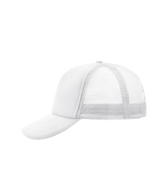 Unisex 5 Panel Polyester Mesh Cap White 7622