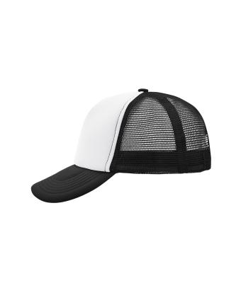 Unisex 5 Panel Polyester Mesh Cap White/black 7622