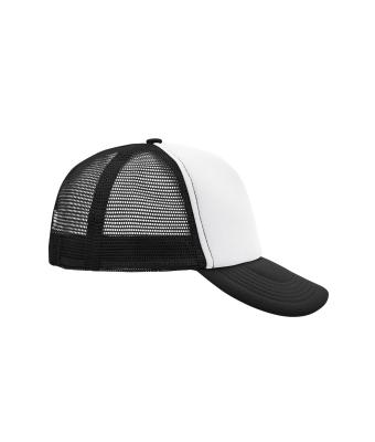 Unisex 5 Panel Polyester Mesh Cap White/black 7622