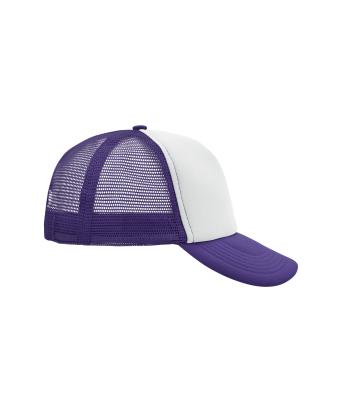Unisex 5 Panel Polyester Mesh Cap White/lilac 7622