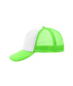 Unisex 5 Panel Polyester Mesh Cap White/neon-green 7622