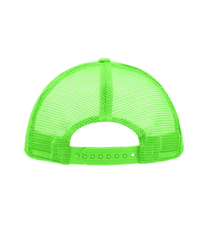 Unisex 5 Panel Polyester Mesh Cap White/neon-green 7622