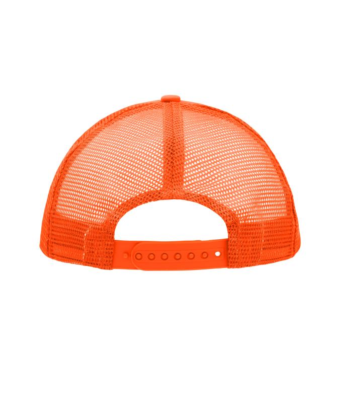Unisex 5 Panel Polyester Mesh Cap White/neon-orange 7622