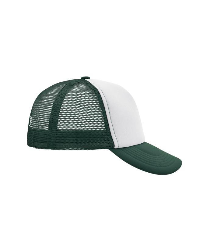 Unisex 5 Panel Polyester Mesh Cap White/dark-green 7622