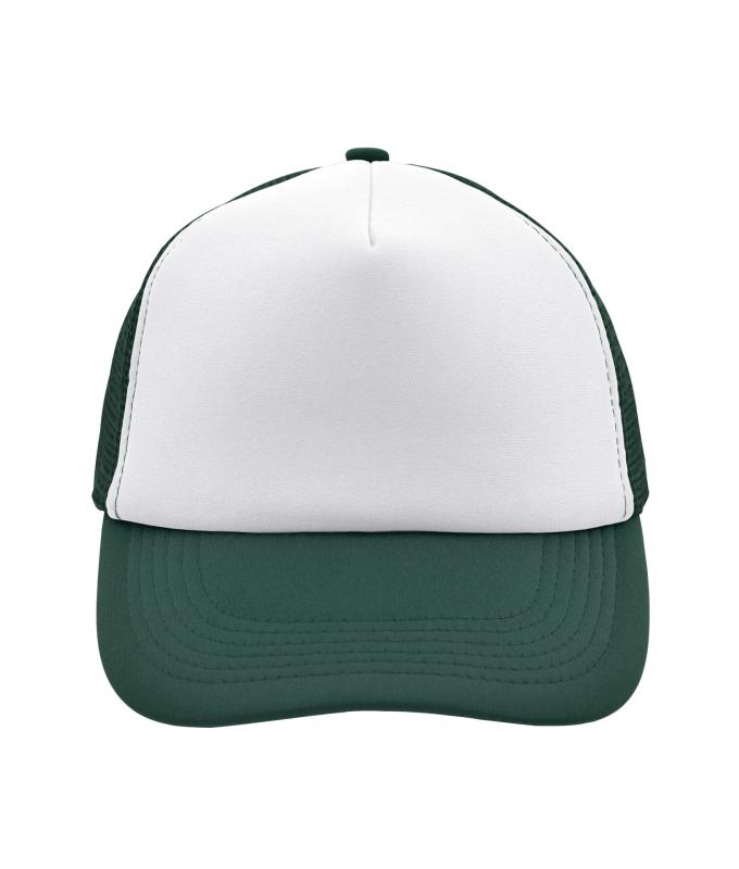 Unisex 5 Panel Polyester Mesh Cap White/dark-green 7622