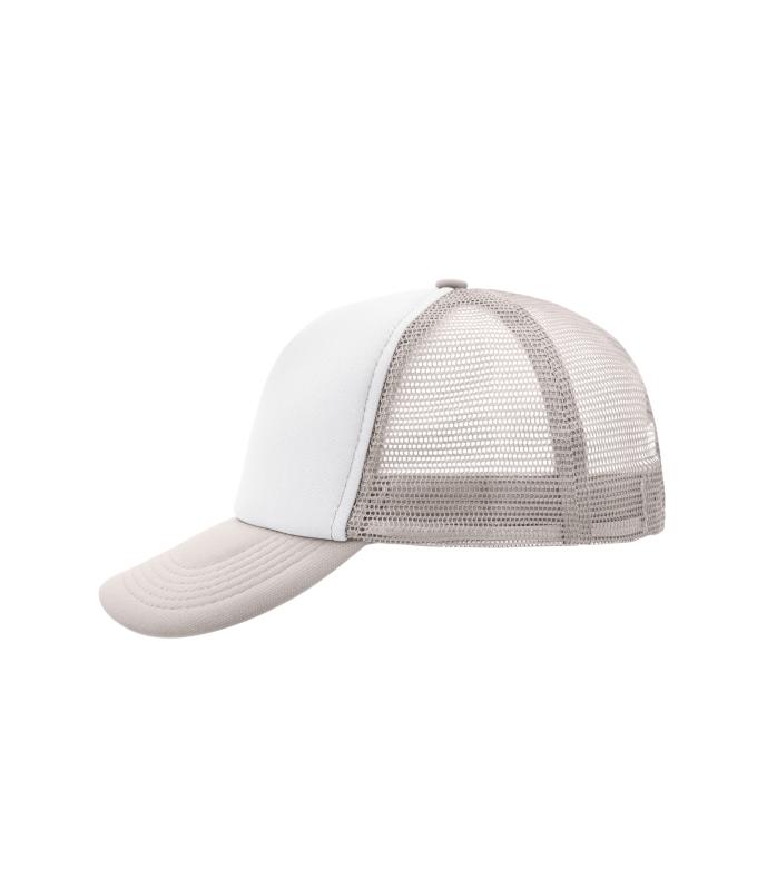 Unisex 5 Panel Polyester Mesh Cap White/light-grey 7622