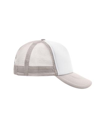 Unisex 5 Panel Polyester Mesh Cap White/light-grey 7622
