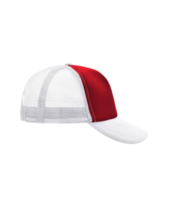Unisex 5 Panel Polyester Mesh Cap Rood/wit 7622