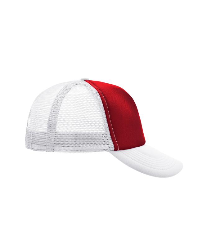 Unisex 5 Panel Polyester Mesh Cap Rood/wit 7622