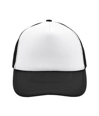 Unisex 5 Panel Polyester Mesh Cap Wit/zwart 7622
