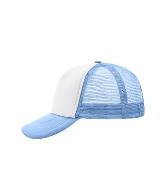 Unisex 5 Panel Polyester Mesh Cap Wit/lichtblauw 7622