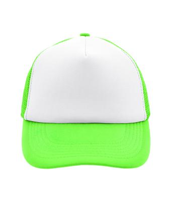 Unisex 5 Panel Polyester Mesh Cap Wit/neon-green 7622