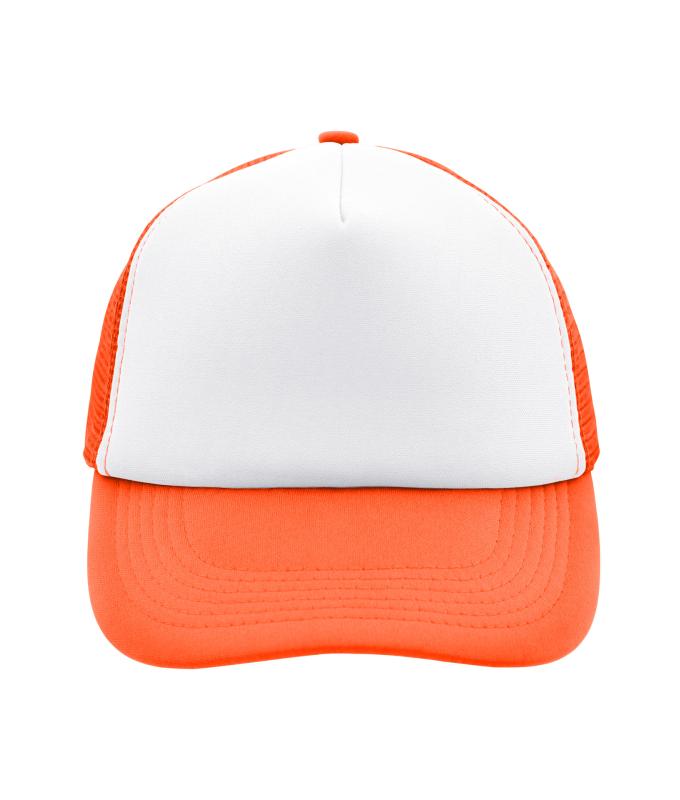 Unisex 5 Panel Polyester Mesh Cap Wit/neon-oranje 7622