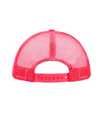Unisex 5 Panel Polyester Mesh Cap Wit/neon-roze 7622