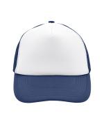 Unisex 5 Panel Polyester Mesh Cap Wit/navy 7622