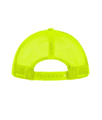 Unisex 5 Panel Polyester Mesh Cap Wit/neon-geel 7622
