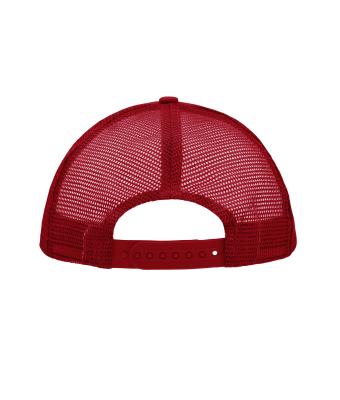 Unisex 5 Panel Polyester Mesh Cap Wit/rood 7622