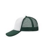 Unisex 5 Panel Polyester Mesh Cap Wit/donkergroen 7622