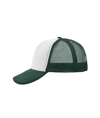 Unisex 5 Panel Polyester Mesh Cap Wit/donkergroen 7622