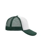 Unisex 5 Panel Polyester Mesh Cap Wit/donkergroen 7622