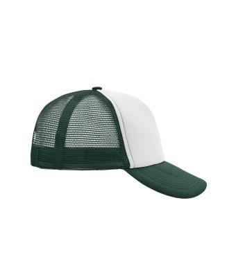 Unisex 5 Panel Polyester Mesh Cap Wit/donkergroen 7622