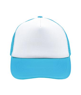 Unisex 5 Panel Polyester Mesh Cap Wit/pacific 7622
