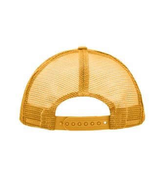 Unisex 5 Panel Polyester Mesh Cap Gold-yellow 7622