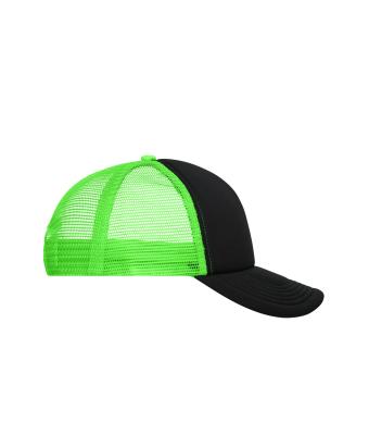 Unisex 5 Panel Polyester Mesh Cap Zwart/neon-groen 7622