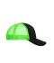 Unisex 5 Panel Polyester Mesh Cap Zwart/neon-groen 7622