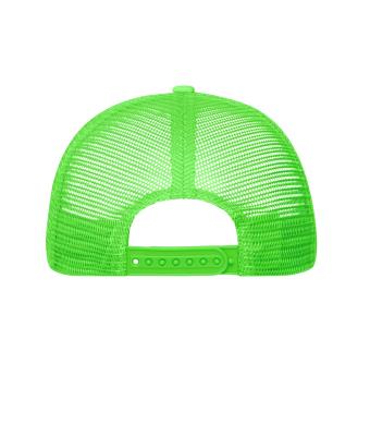 Unisex 5 Panel Polyester Mesh Cap Zwart/neon-groen 7622