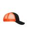 Unisex 5 Panel Polyester Mesh Cap Zwart/neon-oranje 7622