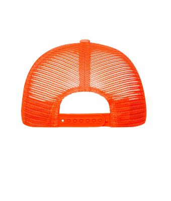 Unisex 5 Panel Polyester Mesh Cap Zwart/neon-oranje 7622