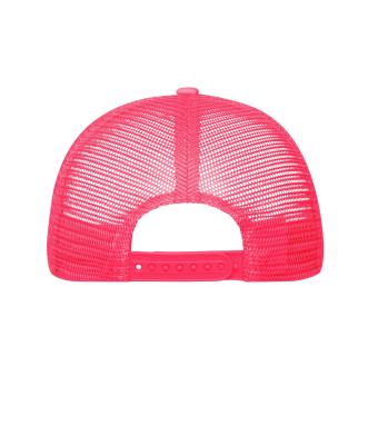 Unisex 5 Panel Polyester Mesh Cap Zwart/neon-roze 7622