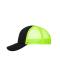 Unisex 5 Panel Polyester Mesh Cap Zwart/neon-geel 7622