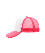Unisexe Casquette trucker 5 panneaux Blanc/rose-fluo 7622