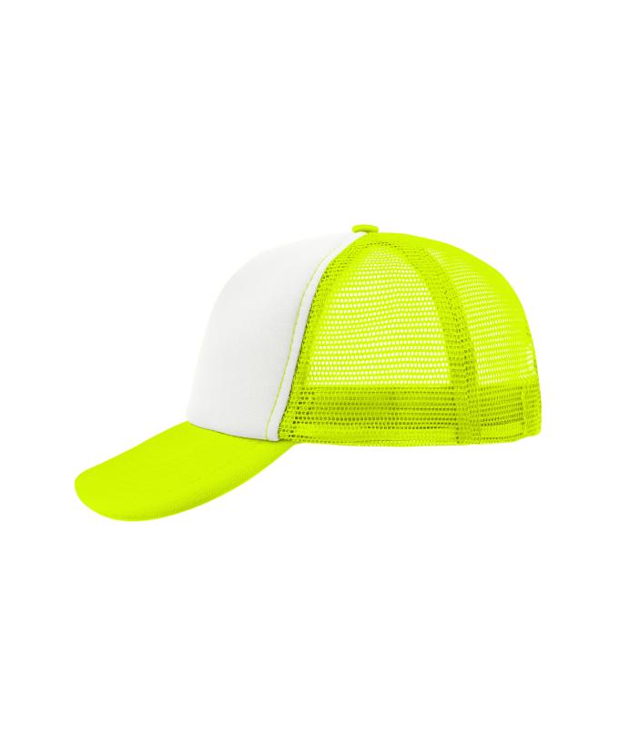 Unisexe Casquette trucker 5 panneaux Blanc/jaune-fluo 7622