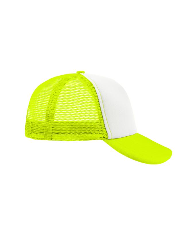 Unisexe Casquette trucker 5 panneaux Blanc/jaune-fluo 7622