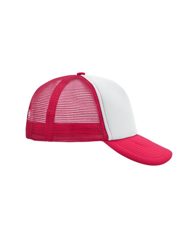 Unisexe Casquette trucker 5 panneaux Blanc/magenta 7622