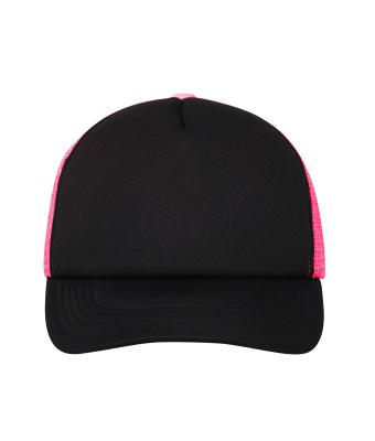 Unisexe Casquette trucker 5 panneaux Noir/néon-rose 7622