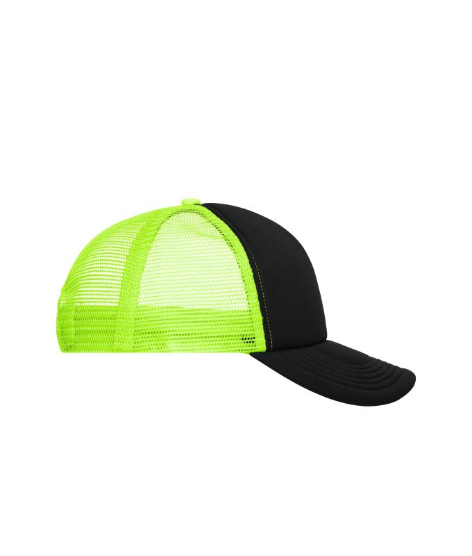 Unisexe Casquette trucker 5 panneaux Noir/néon jaune 7622
